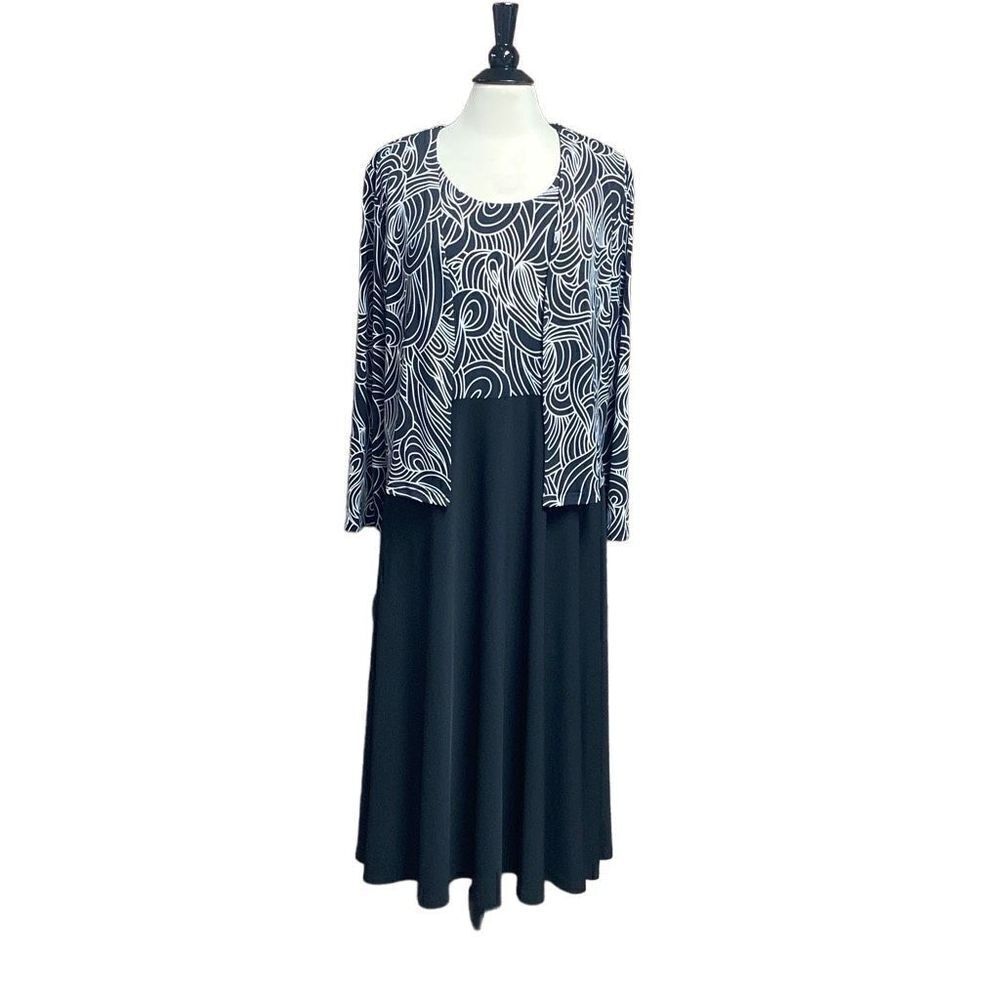 K & Company Black & White 2pc Dress Size 14